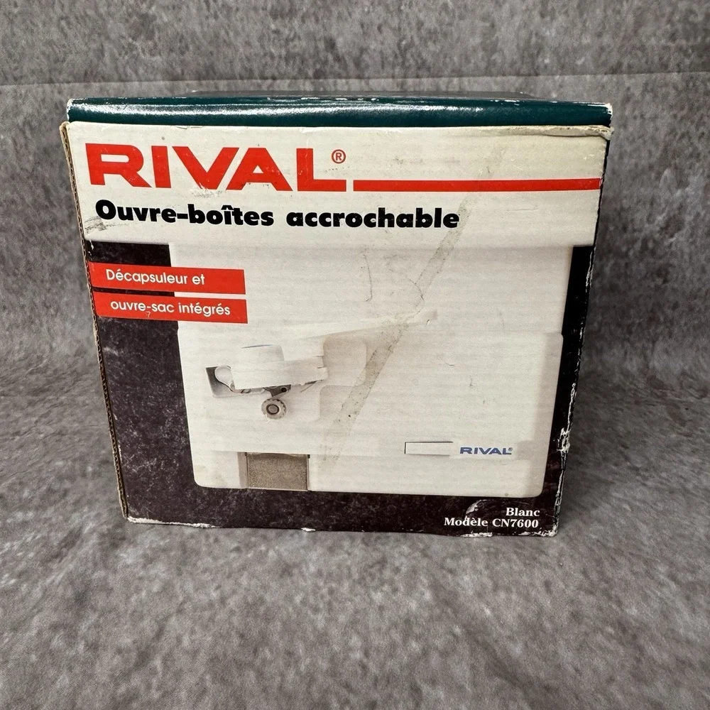 New Rival Electric Can Opener Space Saver Under Counter White Model CN7600